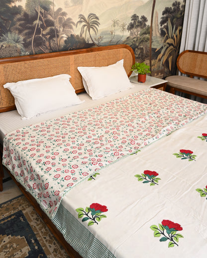 Leher Hand Block Printed Cotton Dohar AC Blanket