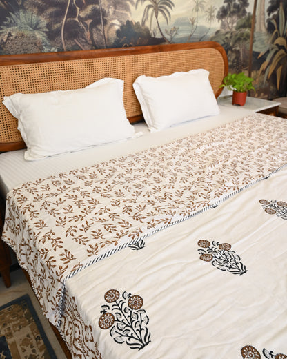 Saaz Hand Block Printed Cotton Dohar AC Blanket