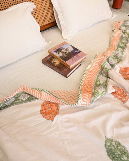 Pichwai Hand Block Printed Cotton Dohar AC Blanket