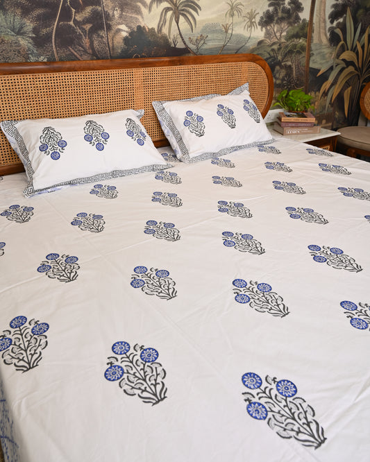 Kesar Bagh Premium Hand Block Printed Cotton Bedsheet