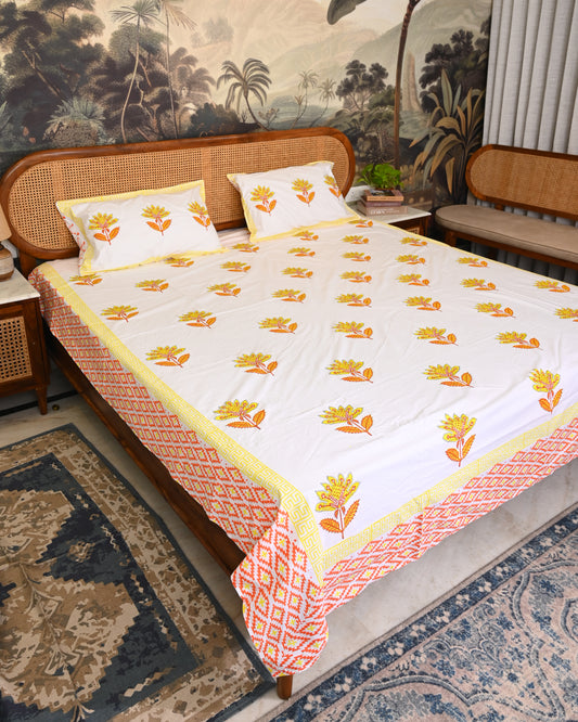 Neel Tara Premium Hand Block Printed Cotton Bedsheet