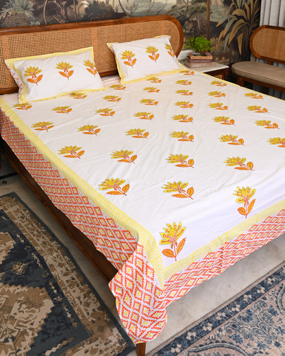 Neel Tara Premium Hand Block Printed Cotton Bedsheet