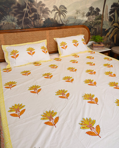 Neel Tara Premium Hand Block Printed Cotton Bedsheet