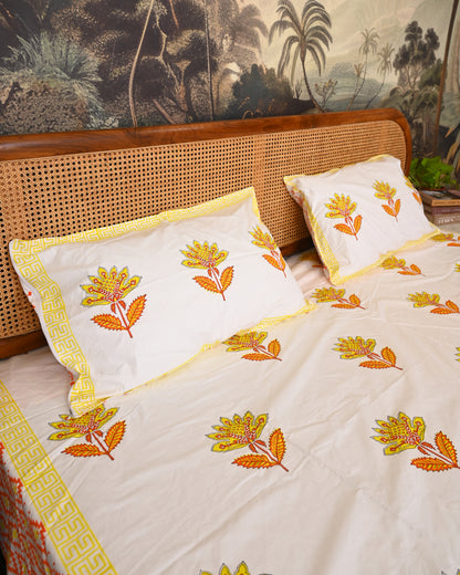 Neel Tara Premium Hand Block Printed Cotton Bedsheet