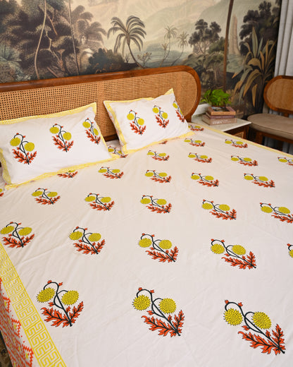 Saanjh Premium Hand Block Printed Cotton Bedsheet