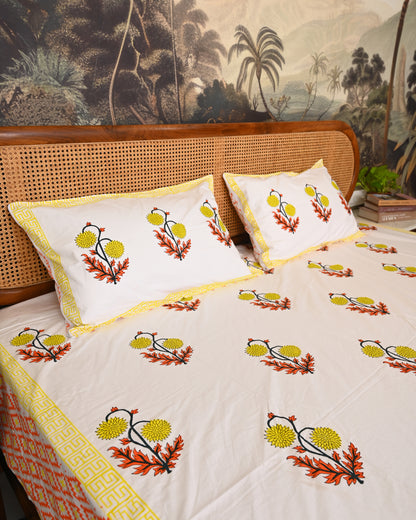 Saanjh Premium Hand Block Printed Cotton Bedsheet