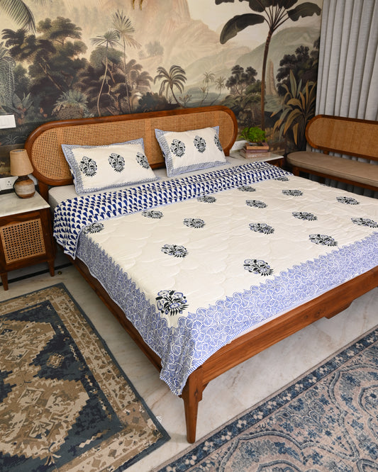 Kamal Hand Block Printed Quilted Bedcover Set