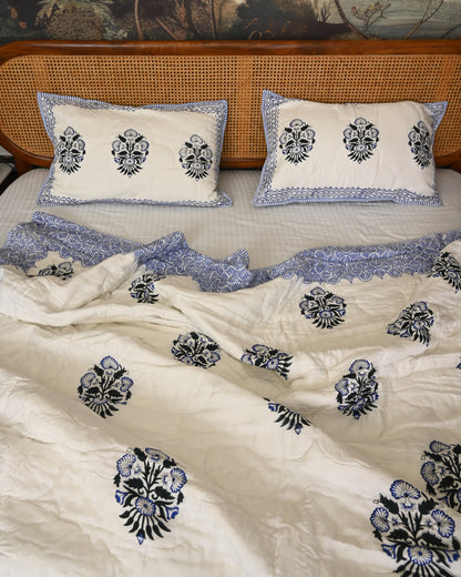 Kamal Hand Block Printed Quilted Bedcover Set