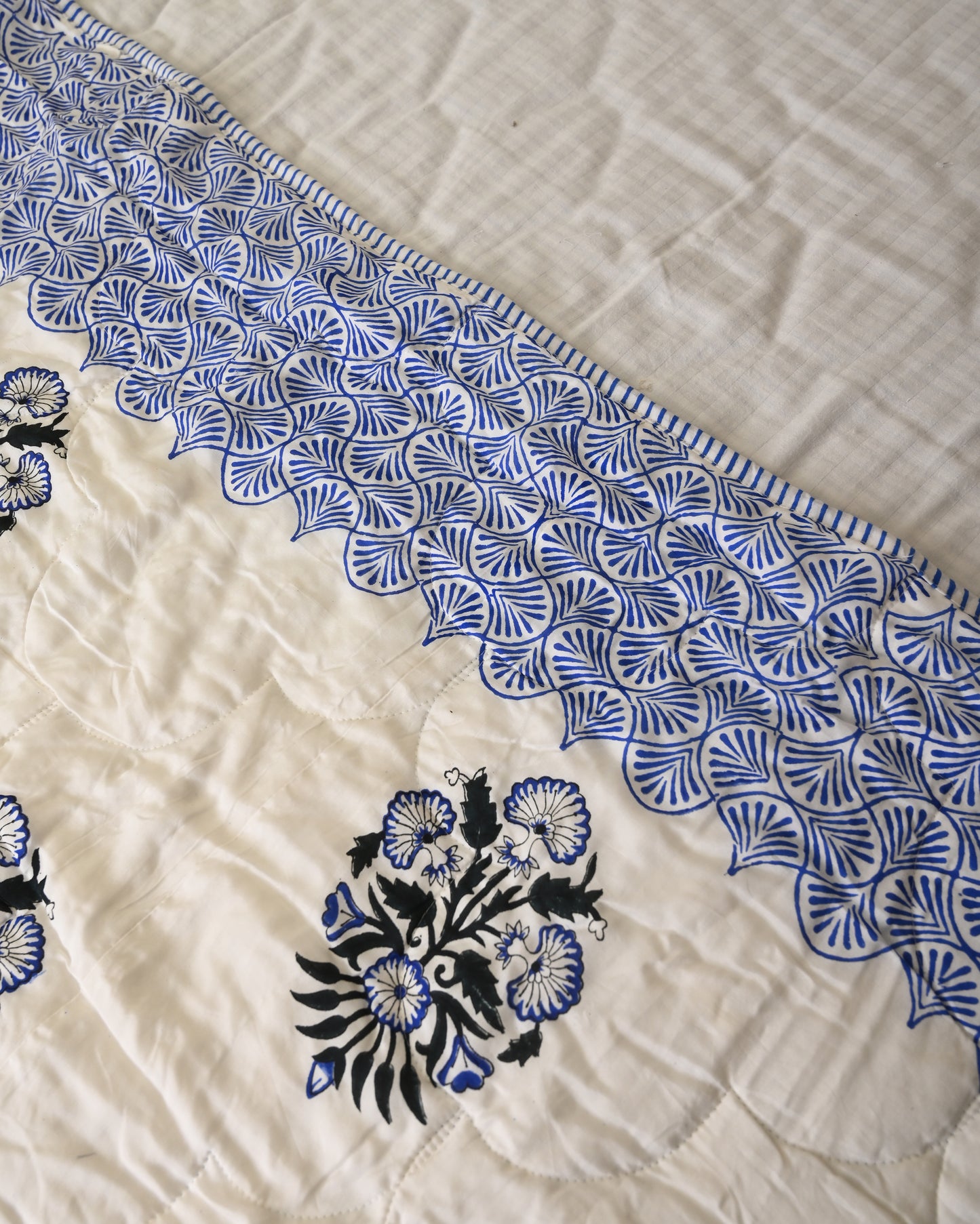 Kamal Hand Block Printed Quilted Bedcover Set