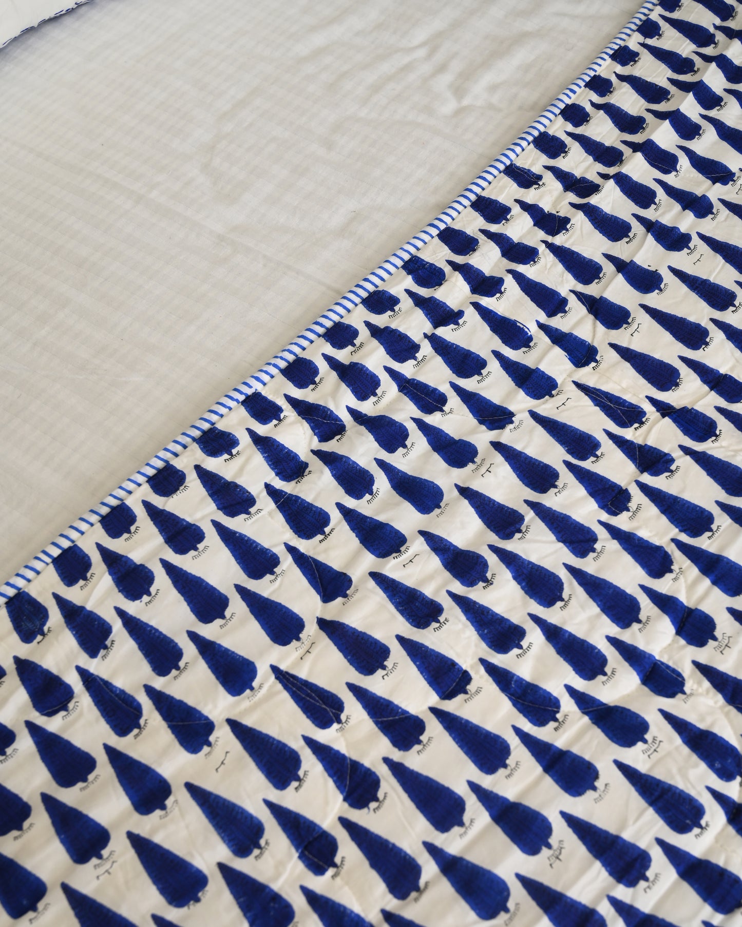 Kamal Hand Block Printed Quilted Bedcover Set