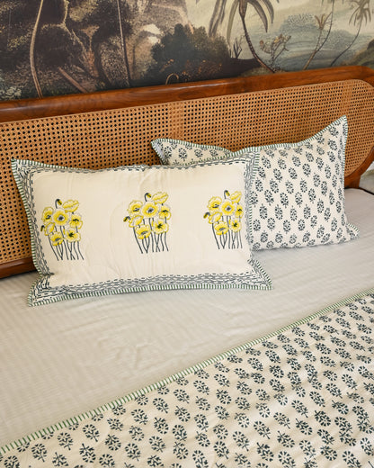 Vasant Hand Block Printed Quilted Bedcover Set