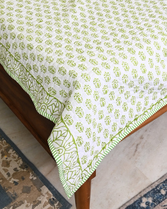 Tarini Hand Block Printed Quilted Bedcover Set