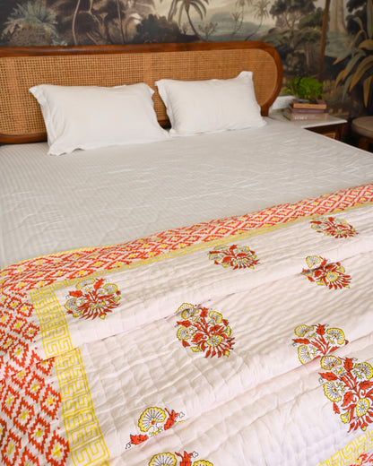 Jasmine Hand Block Printed Mulmul Cotton Quilt