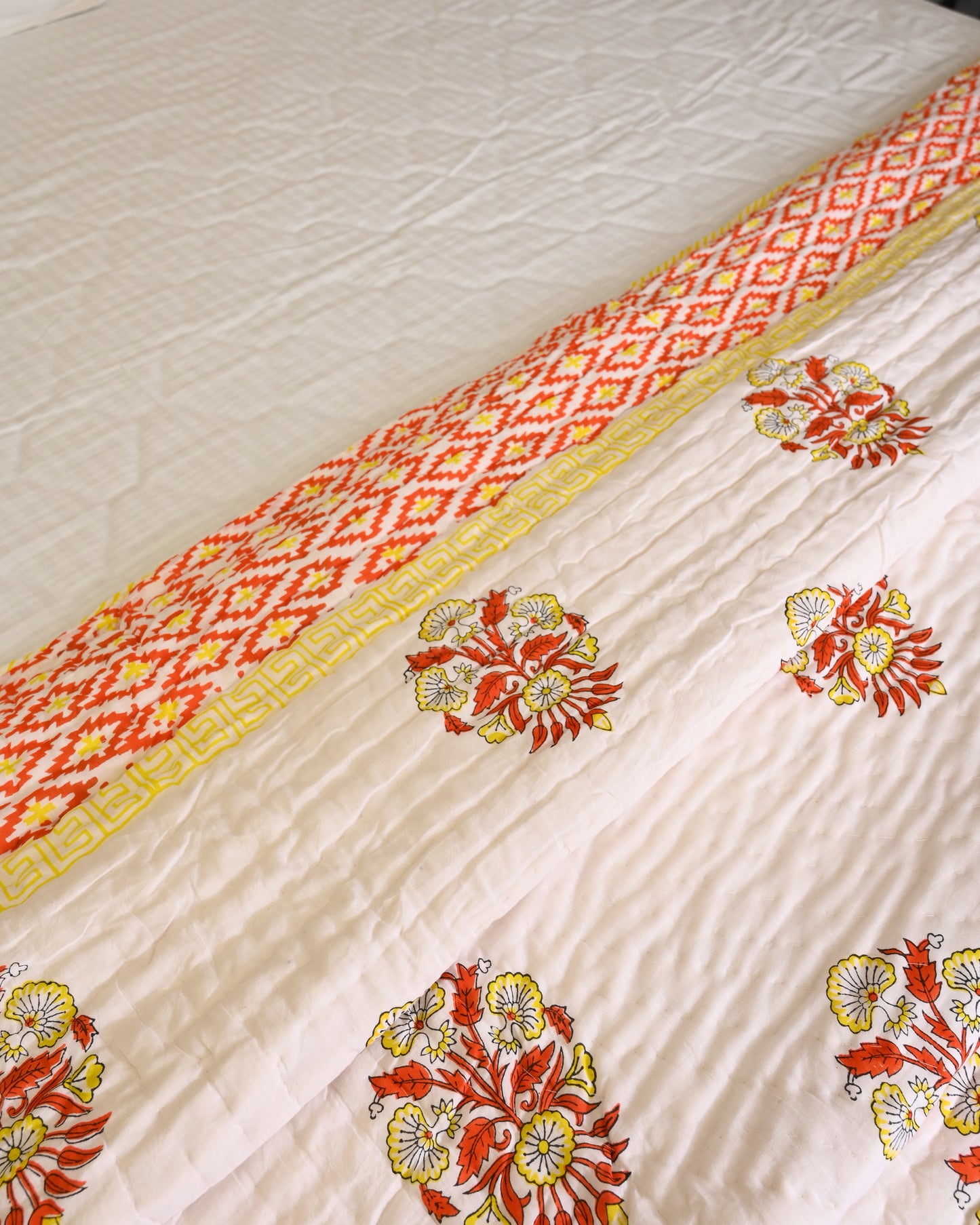 Jasmine Hand Block Printed Mulmul Cotton Quilt