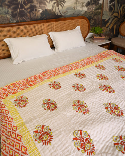 Jasmine Hand Block Printed Mulmul Cotton Quilt