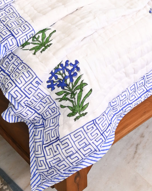 Ira Hand Block Printed Mulmul Cotton Quilt