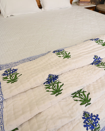 Ira Hand Block Printed Mulmul Cotton Quilt