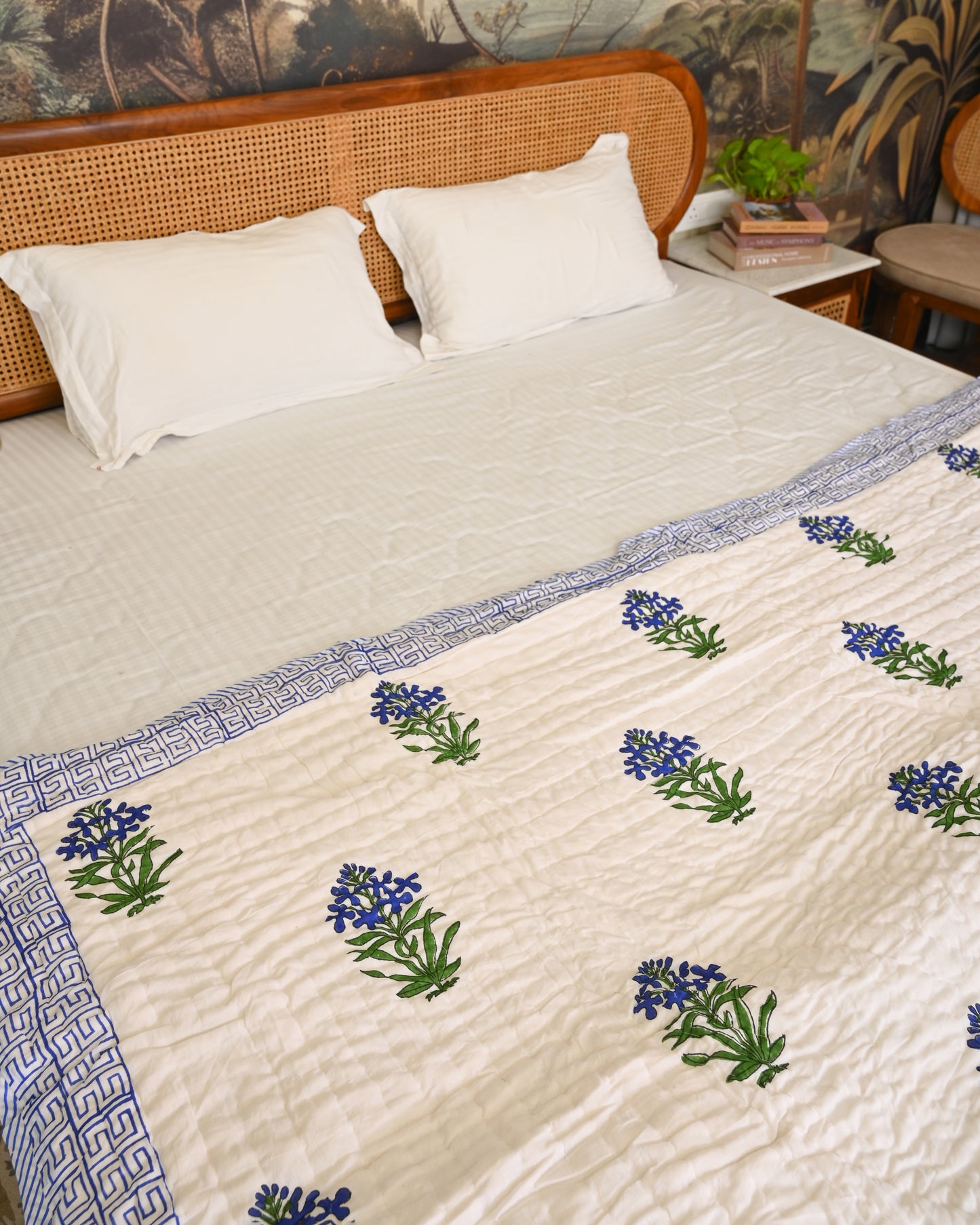 Ira Hand Block Printed Mulmul Cotton Quilt