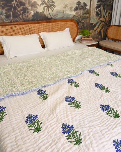 Ira Hand Block Printed Mulmul Cotton Quilt