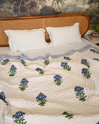 Ira Hand Block Printed Mulmul Cotton Quilt