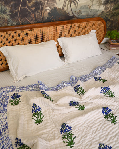 Ira Hand Block Printed Mulmul Cotton Quilt