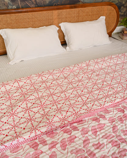 Roohani Hand Block Printed Mulmul Cotton Quilt
