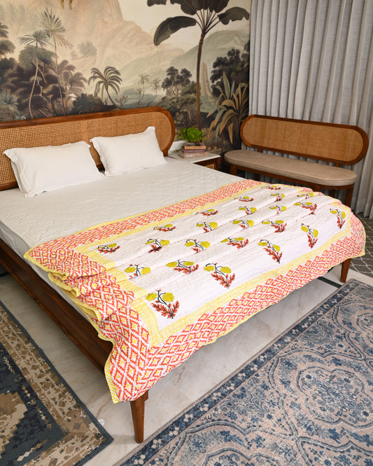 Nirav Hand Block Printed Mulmul Cotton Quilt