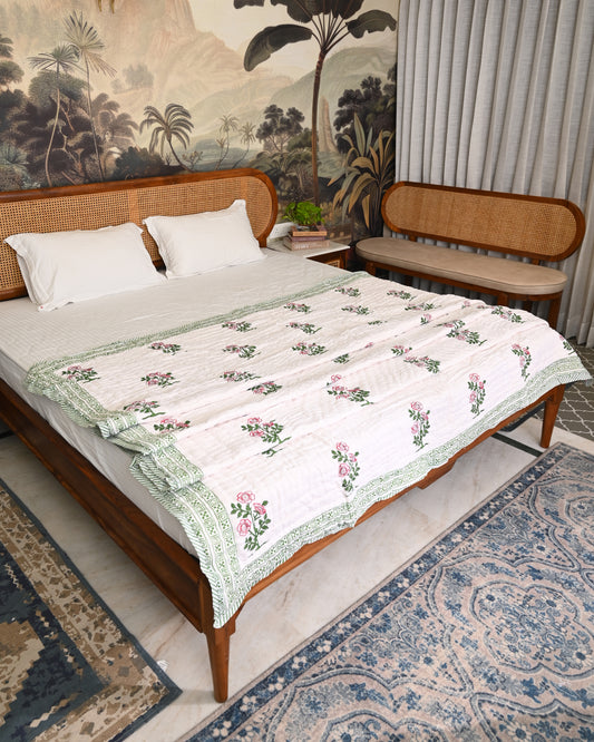 Aangan Hand Block Printed Mulmul Cotton Quilt