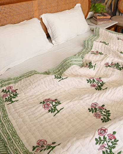 Aangan Hand Block Printed Mulmul Cotton Quilt