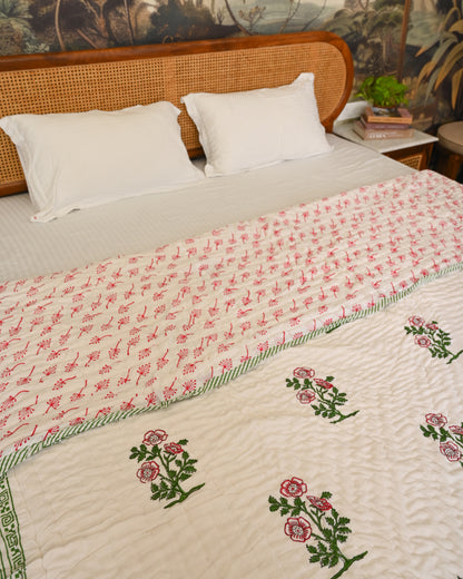 Aangan Hand Block Printed Mulmul Cotton Quilt