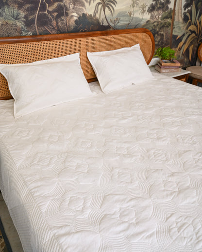 Kusum Hand Block Printed Quilted Bedcover Set